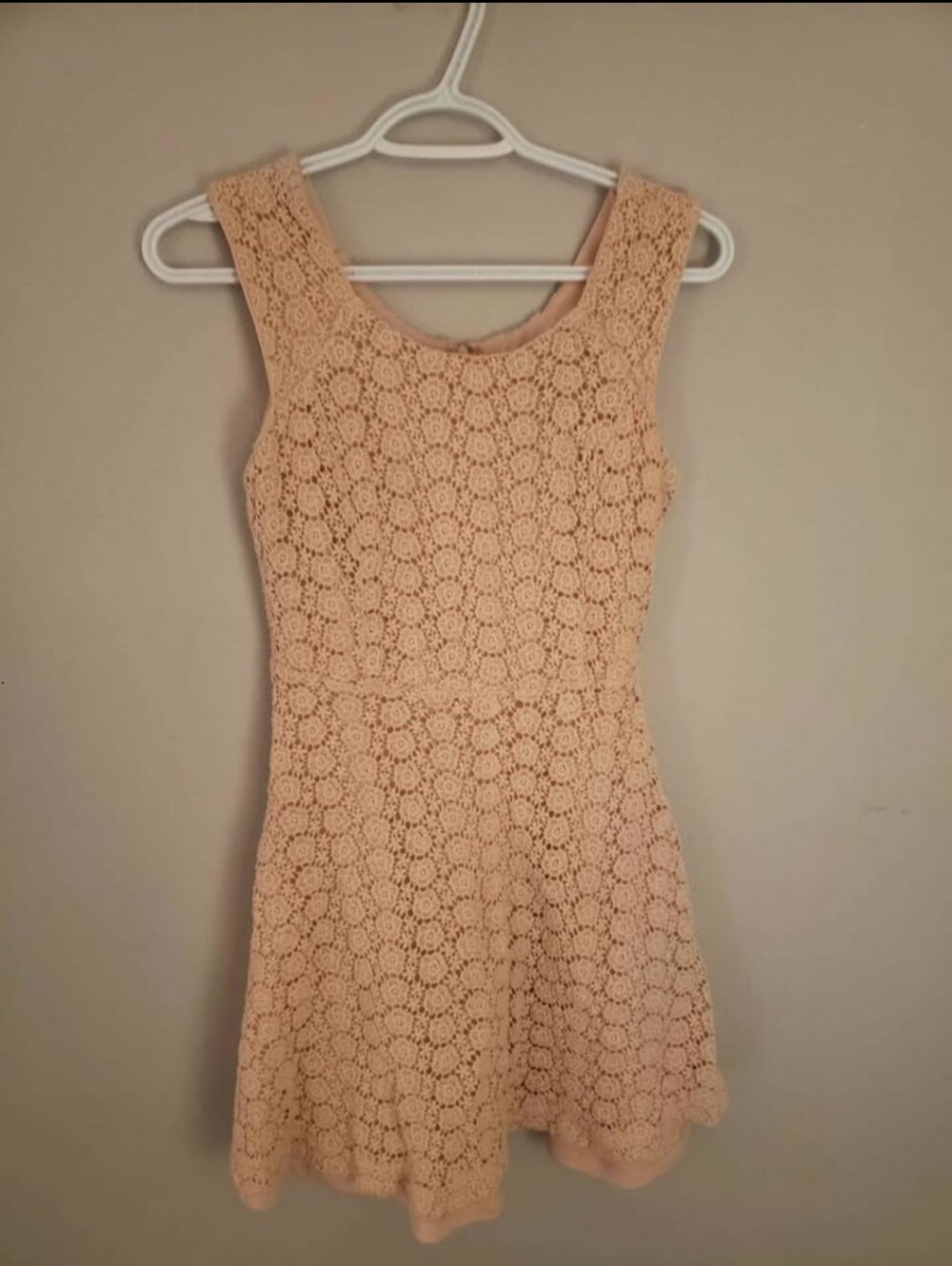 Forever 21 Blush Crochet Fit-and-Flare Mini Dress